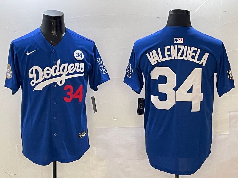 Men Los Angeles Dodgers #34 Valenzuela Blue Fashion 2025 Nike MLB Jersey style 1->san francisco 49ers->NFL Jersey